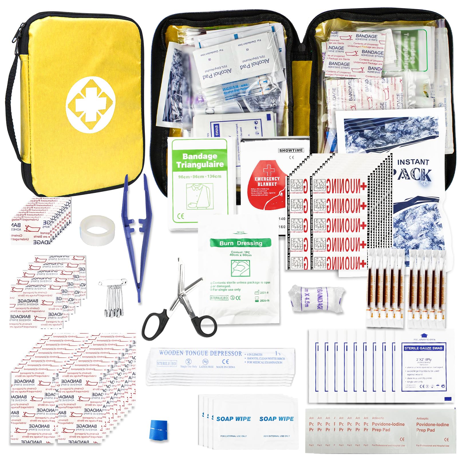 Travel-First Aid-Kit Car-Home 300PCS Survival-Kit Outdoor-Adventure - Small Portable Red Emergency Essential Sets Office Hiking Camping Business Public Must Have First Aid Gear Equipment 1st Aid